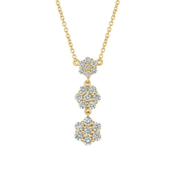 1.25 Carat Natural Diamond Flower Drop Necklace